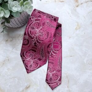 NWOT Brioni RARE Men's Silk Necktie Pink Paisley‎ Dis. 07506 3 1/2" x 60"